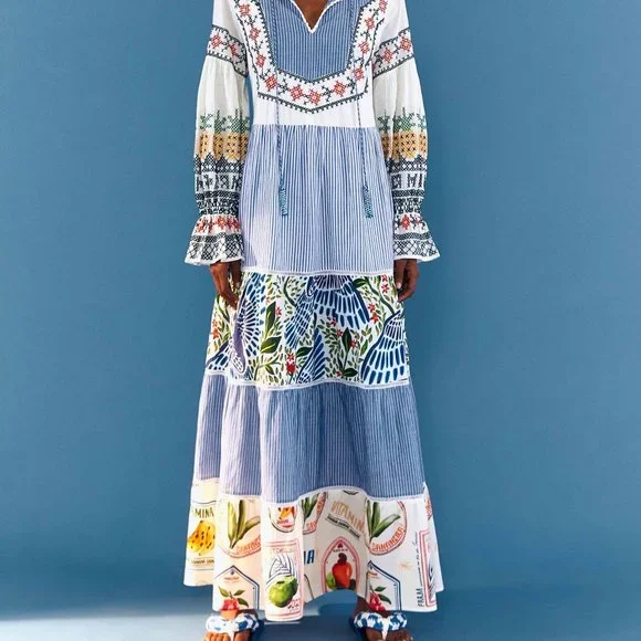 🥭FARM Rio Pineapple Beach Embroidered Maxi Dress - Picture 7 of 12